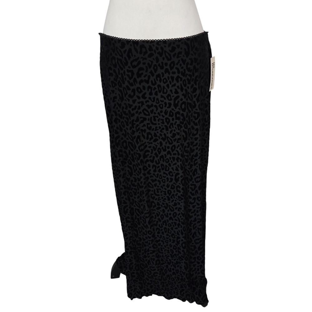 No Boundaries Velvet Burnout Leopard Print Black Maxi Skirt Sz L NEW With Tags